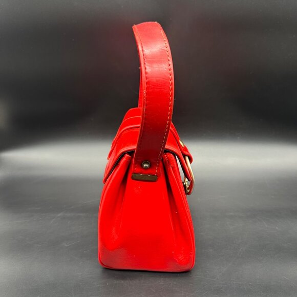 Vintage Purse 1950s Red Vinyl Handbag Mid Century Retro Fashion Accessory As Is - Picture 15 of 15